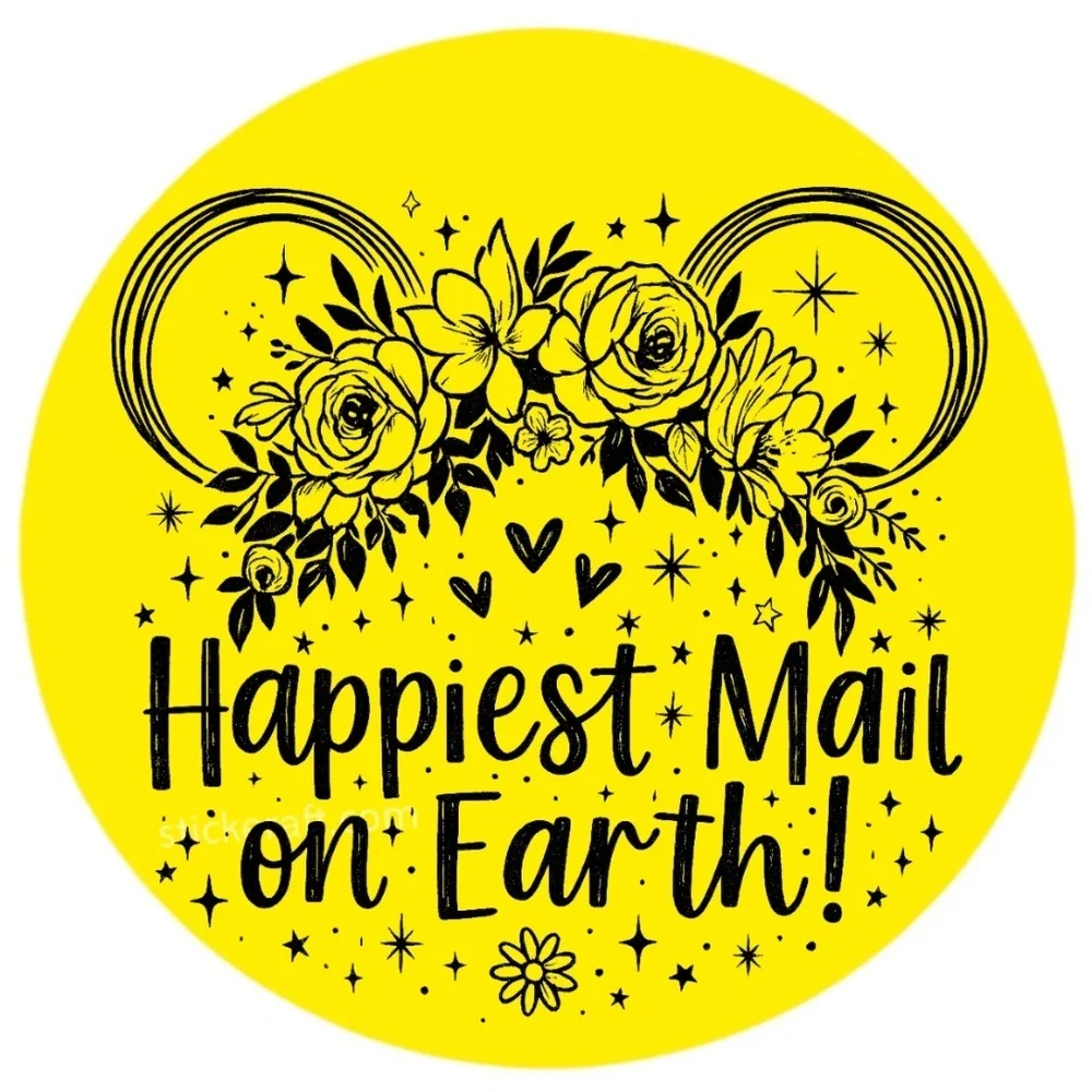 Happiest Mail on Earth Sticker 2” | Cute  DISNEY Label | Small Biz Packaging
